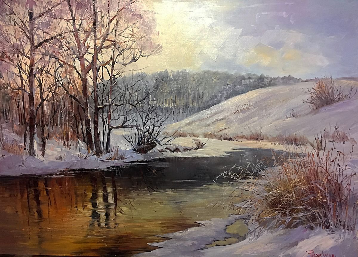 Winter evening Oil painting by Irina Potselueva | Artfinder