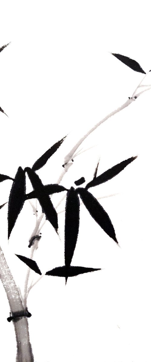 Bamboo forest - Bamboo series No. 2128 - Oriental Chinese Ink Painting by Ilana Shechter