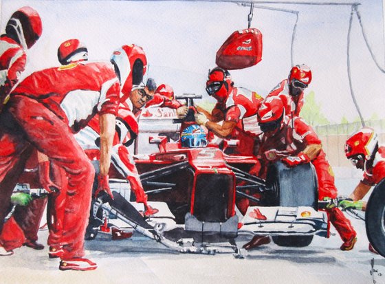 Ferrari Pit Stop; Alonso
