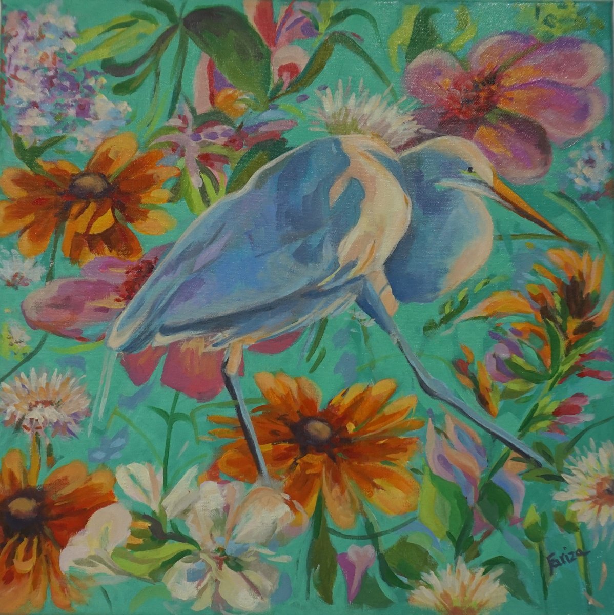 Among Flowers By Amaya Fernandez Fariza, 16 X 16, Artwork For Sale On Artfinder