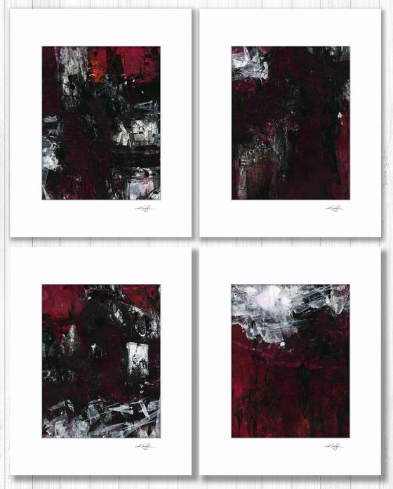 Transcendental Experience Collection 1 - 4 Abstract Paintings in Mats by Kathy Morton Stanion