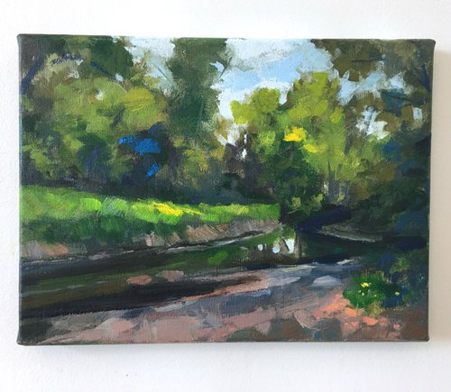 Downstream - Oil on Canvas Landscape by Dena Adams
