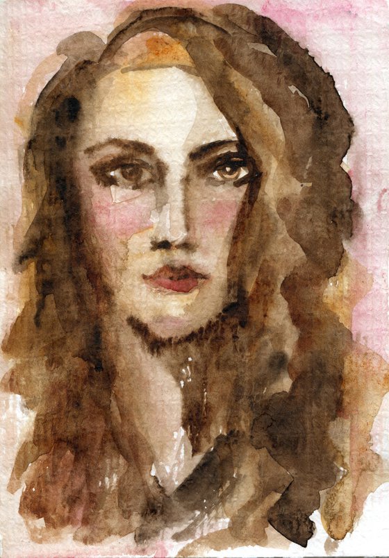 Abstract watercolor woman portrait