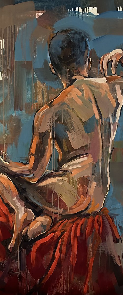 Male nude naked man gay painting by Emmanouil Nanouris