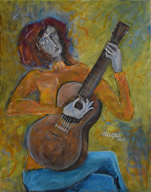 Woman with Guitar by Nagui