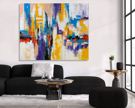 Stay Close To Me - XL LARGE,  TEXTURED ABSTRACT ART, PALETTE KNIFE ART – EXPRESSIONS OF ENERGY AND LIGHT. READY TO HANG!