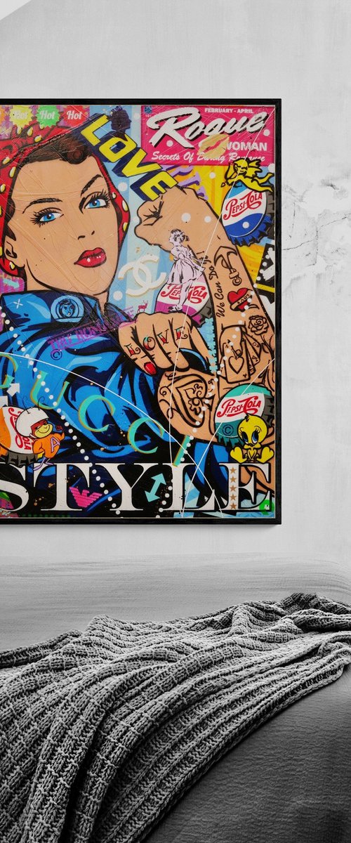 Rosie Styling 140cm x 100cm Textured Urban Pop Art by Franko