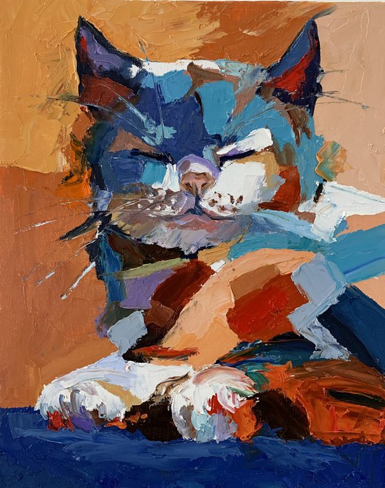 Colorful Cat portrait.