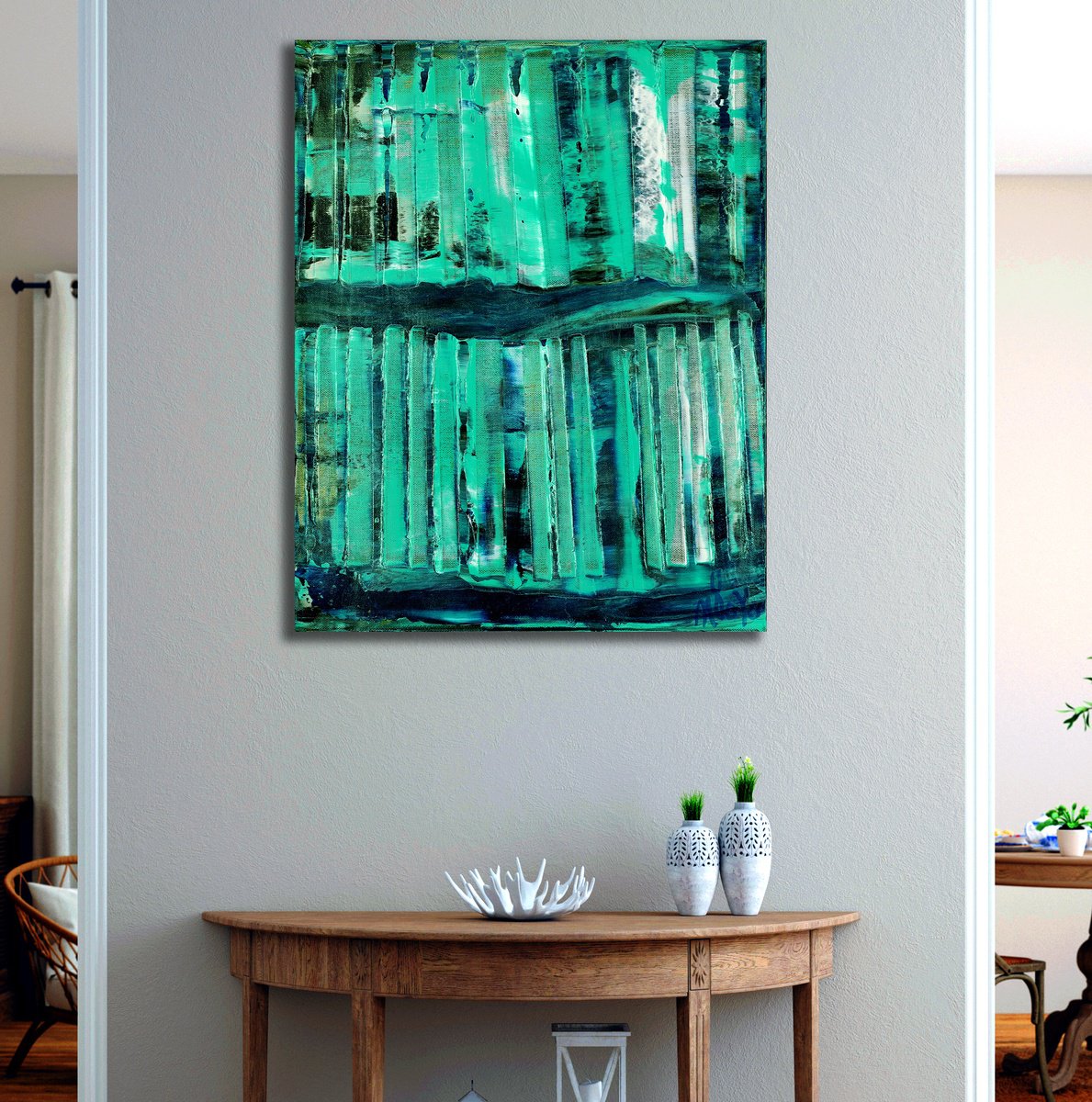 Abstract Acrylic Painting By Nestor Toro, 16 X 20", Many Miles Inland, Original Artwork