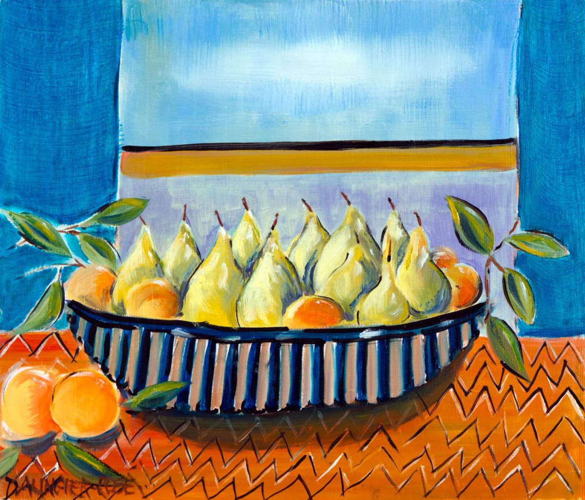 PEARS AND SATSUMAS STILL LIFE by Diana Aungier-Rose