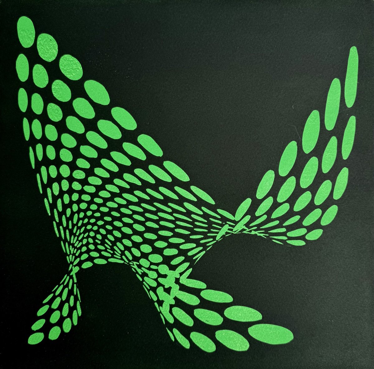Abstract Linocut By Jacqui Jones, 15 X 15, Green Gossamer, Original Artwork