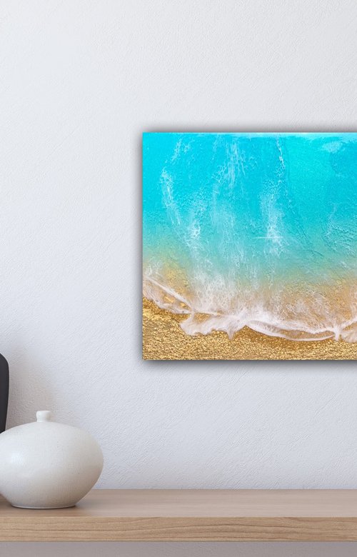 Teal Waves #27 Beachscape Painting by Ana Hefco
