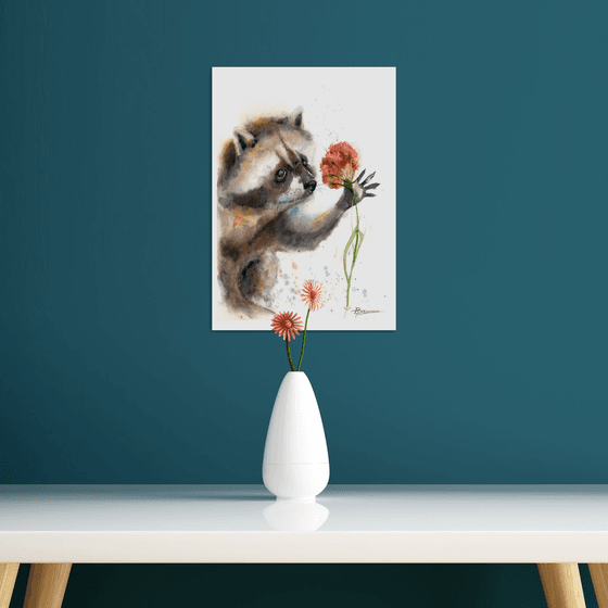 Raccoon and flower