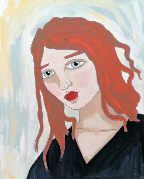 Red Hair - Original Painting by Kitty  Cooper
