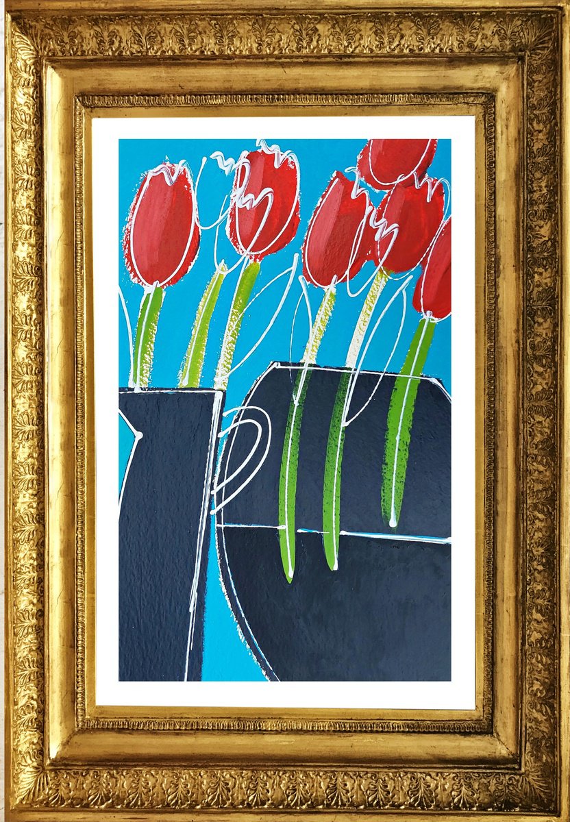 Tulips in Black Vases by Jan Rippingham