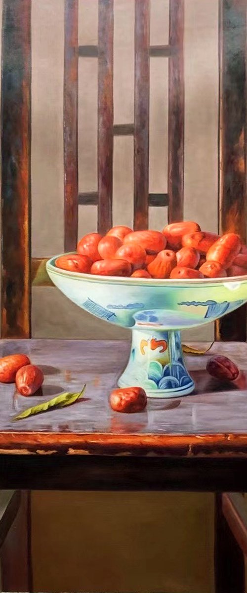 Still life:fruits in the bowl by Kunlong Wang