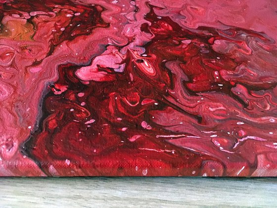 "Big Red" - FREE USA SHIPPING - Original Abstract PMS Fluid Acrylic Painting - 16 x 20 inches