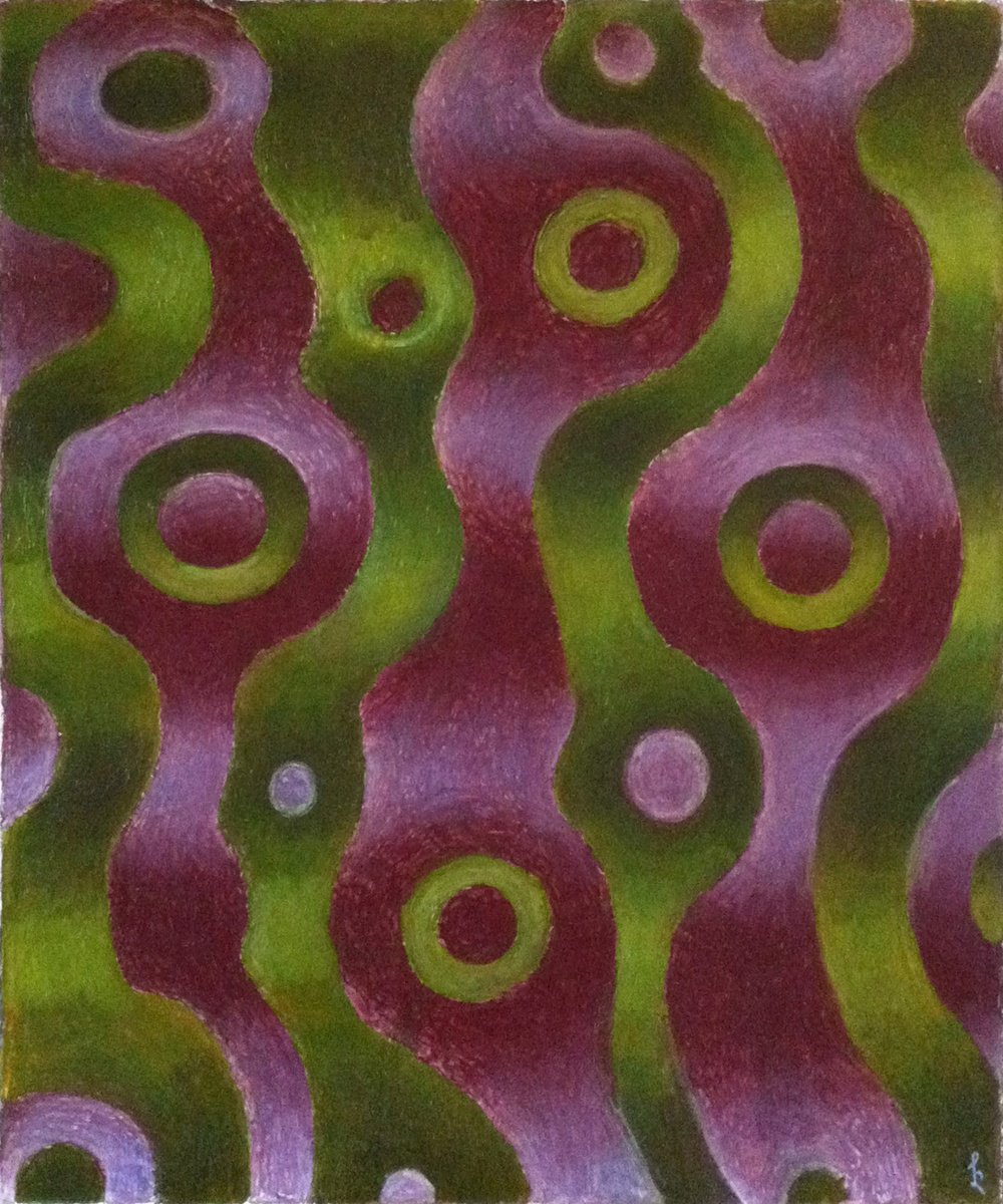 Surrealistic Abstract Oil Painting By Lia Chechelashvili, 21 X 25", Composition 16, Original Artwork