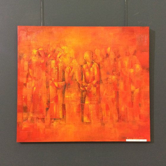 Red Sunday (85x90cm oil/canvas, ready to hang)