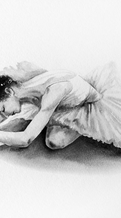 Ballerina at Rest by Olga Beliaeva Watercolour