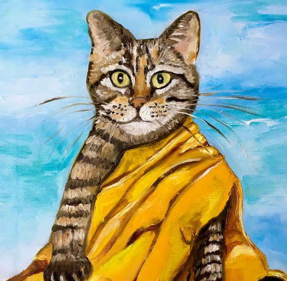 Buddhist cat bringing peace and tranquility of mind.