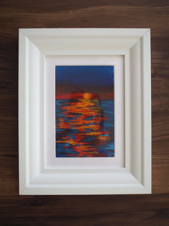 Sea sunset - framed artwork, ready to hang
