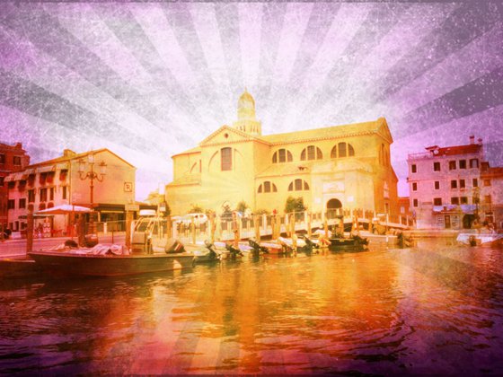 Venice sister town Chioggia in Italy - 60x80x4cm print on canvas 00792m1 READY to HANG