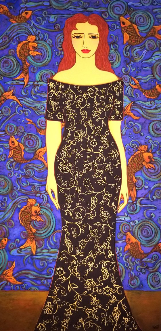 Woman with Golden Koi