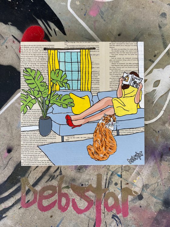 Cat Capers Lounging 30cm x 30cm