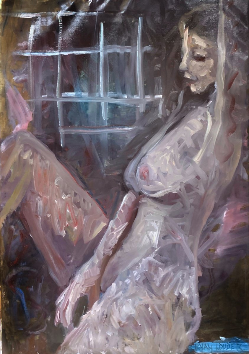 Impressionistic Portrait Oil Painting By Ryan Louder, 22 X 34", Liberty, Original Artwork