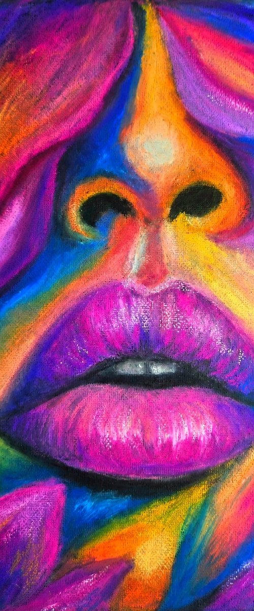 Purple Fever — Oil Pastel Female Lips by Helga Wild