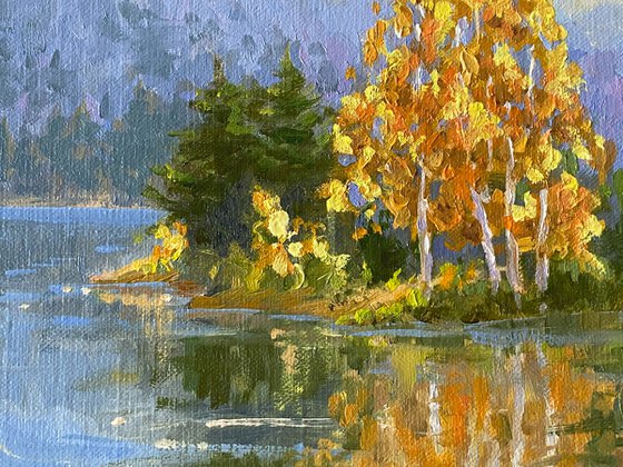 Aspens Fall Colors Lake Reflections
