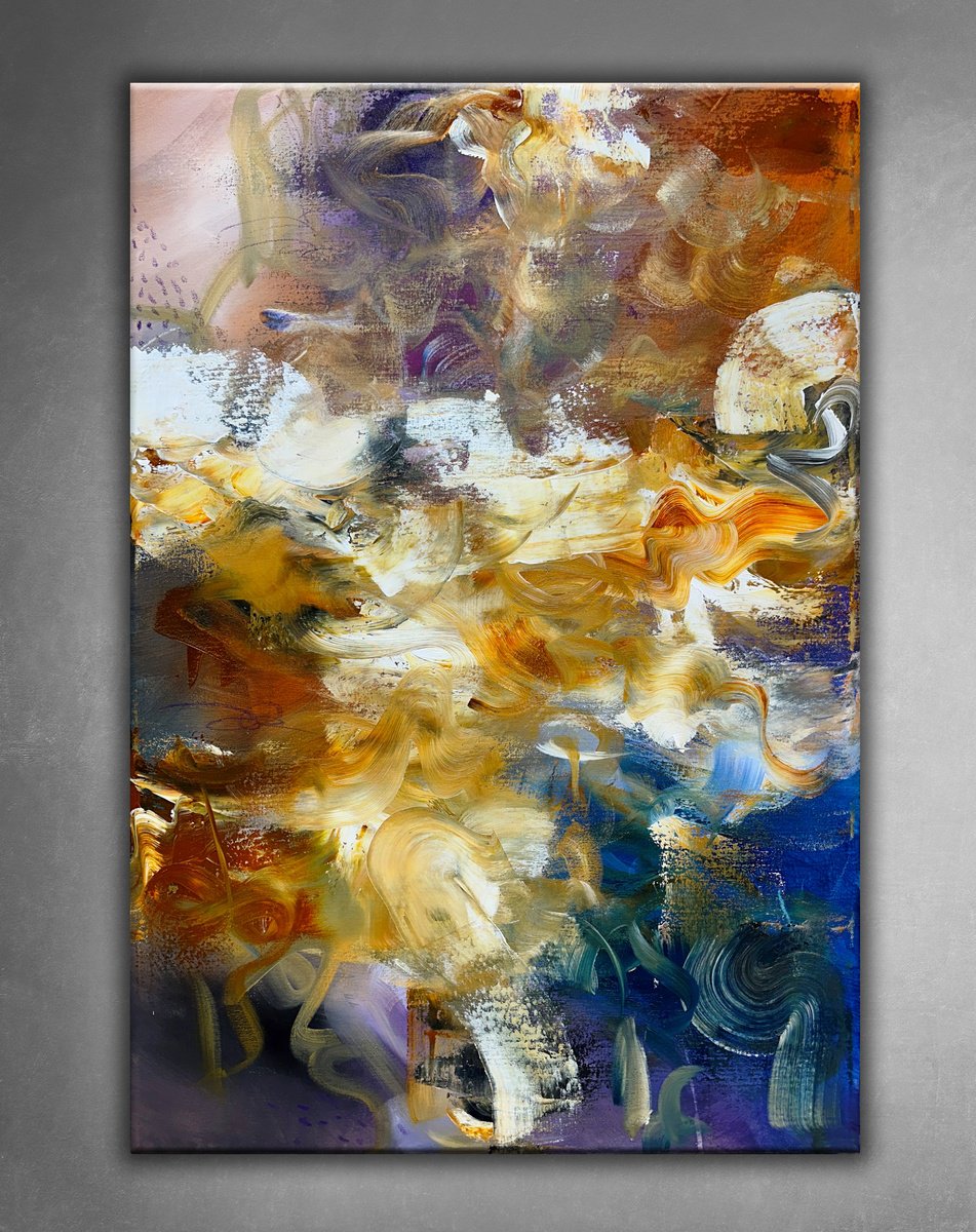 Abstract Acrylic Painting By Andrada Anghel, 24 X 36, Magical Blue, Original Artwork