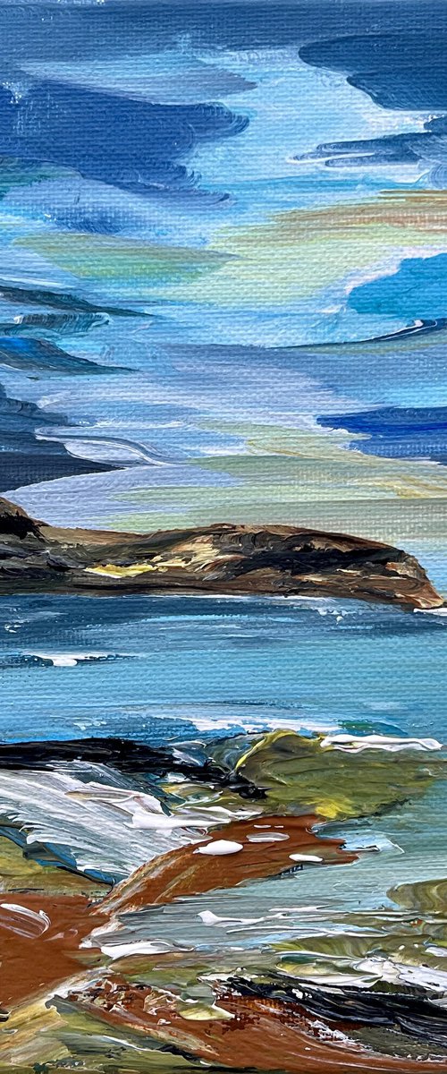 Lulworth Cove Abstraction on a Small Canvas by Marja Brown