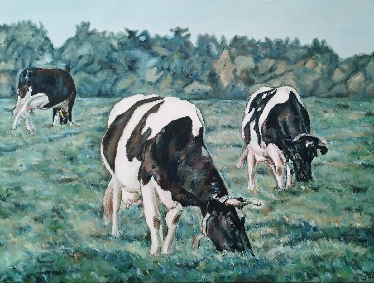 Landscpe With Cows by Jura Kuba Art