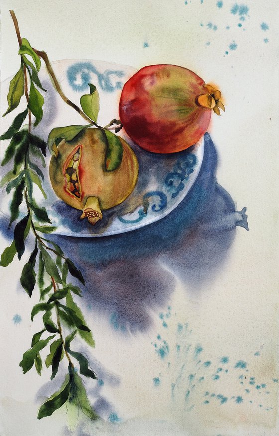 Pomegranates on a plate