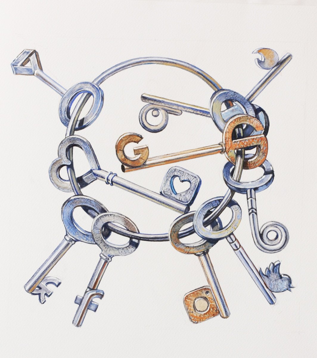 Watercolour , Keys To Life By Yaroslav Kurbanov, 16 X 20, Artwork For Sale On Artfinder