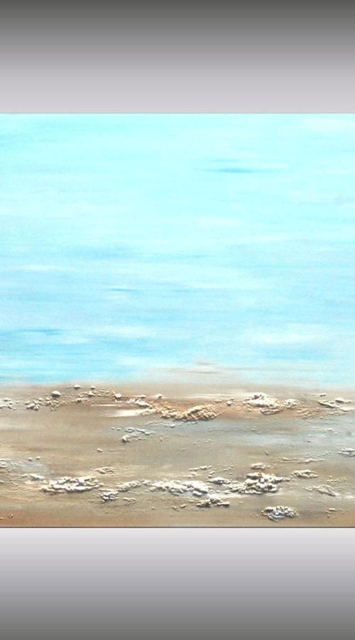 A Place to Remember   - XXL abstract acrylic painting canvas wall art blue beige modern art by Edelgard Schroer
