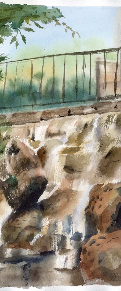 Waterfall by the Bridge by Olga Tchefranov (Shefranov)