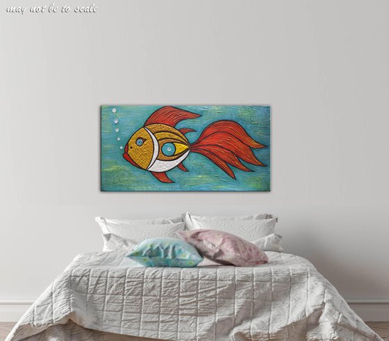 Goldfish - Abstract Gold Fish Painting