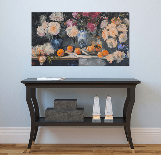 Still Life with Peonies and Oranges