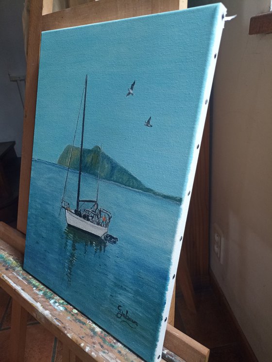 Boat and mountain