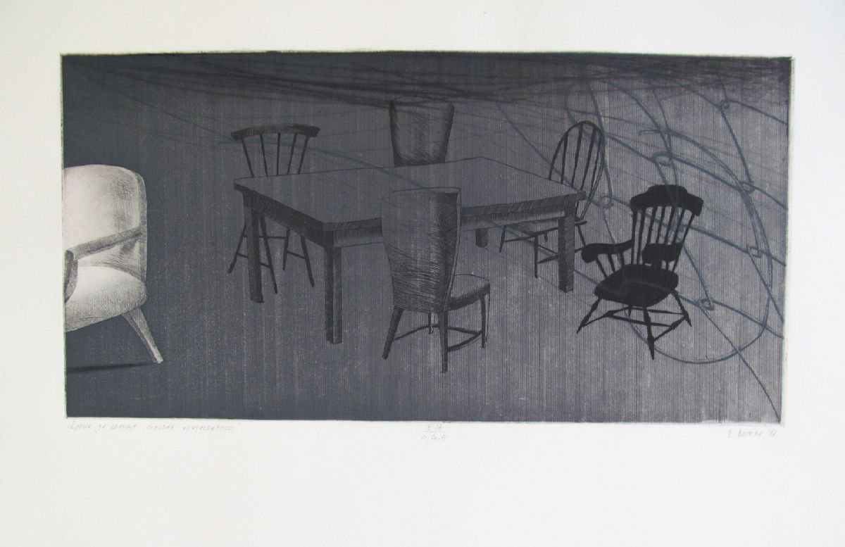 Surrealistic Still Life Etchings & Engravings By Kristina Vatova, 24 X 16", "Expect The Unexpected", Original Artwork