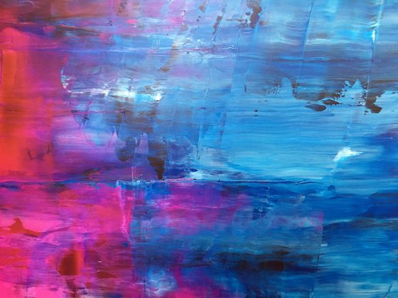 "Washing Away" - FREE USA SHIPPING - Original Large PMS Acrylic Painting On Board - 48 x 24 inches