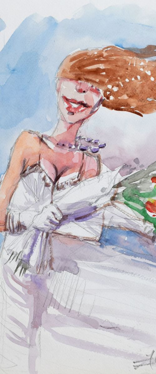 Windy bride by Goran Žigolić Watercolors