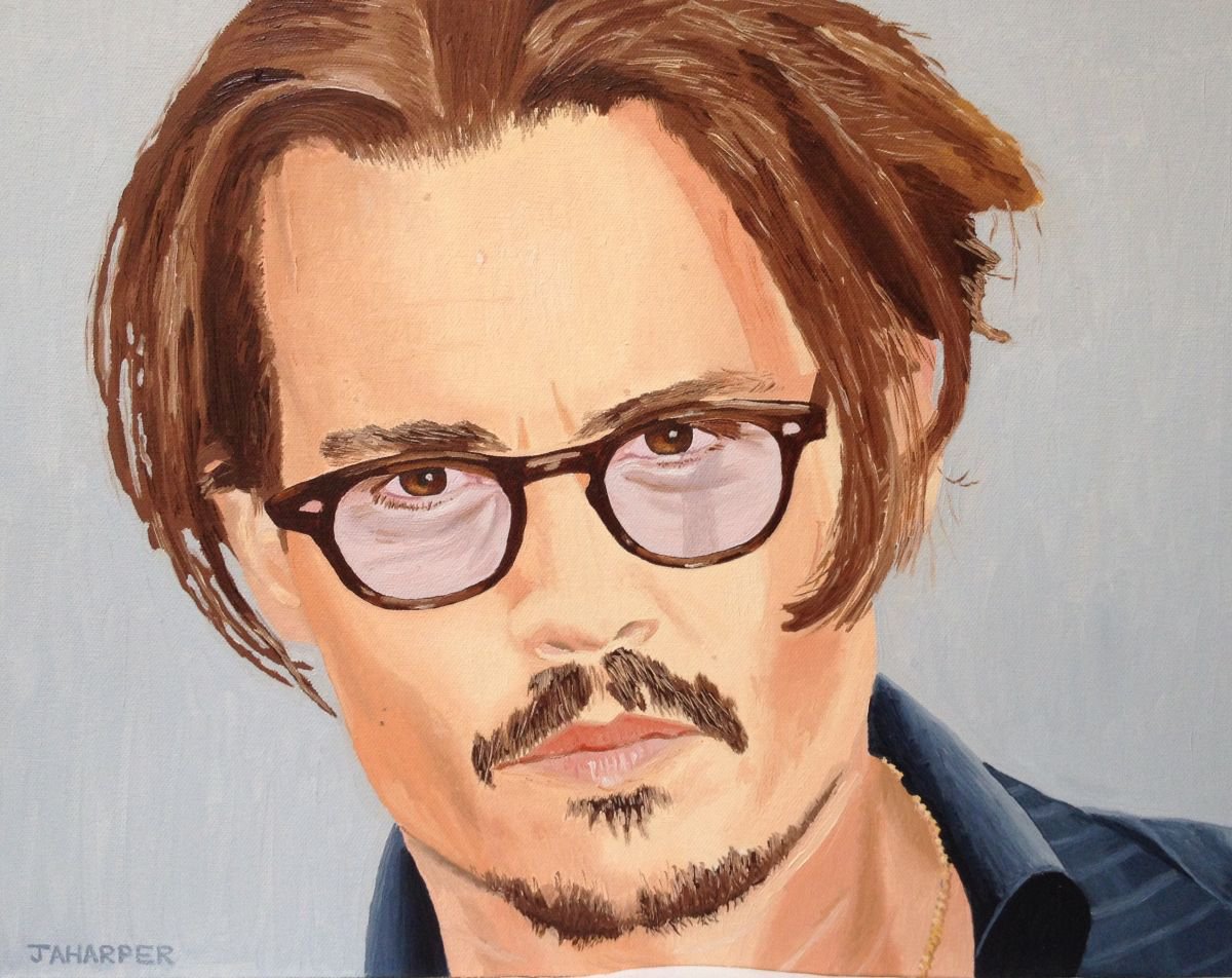 Johnny Depp famous people portrait painting by Jill Ann Harper