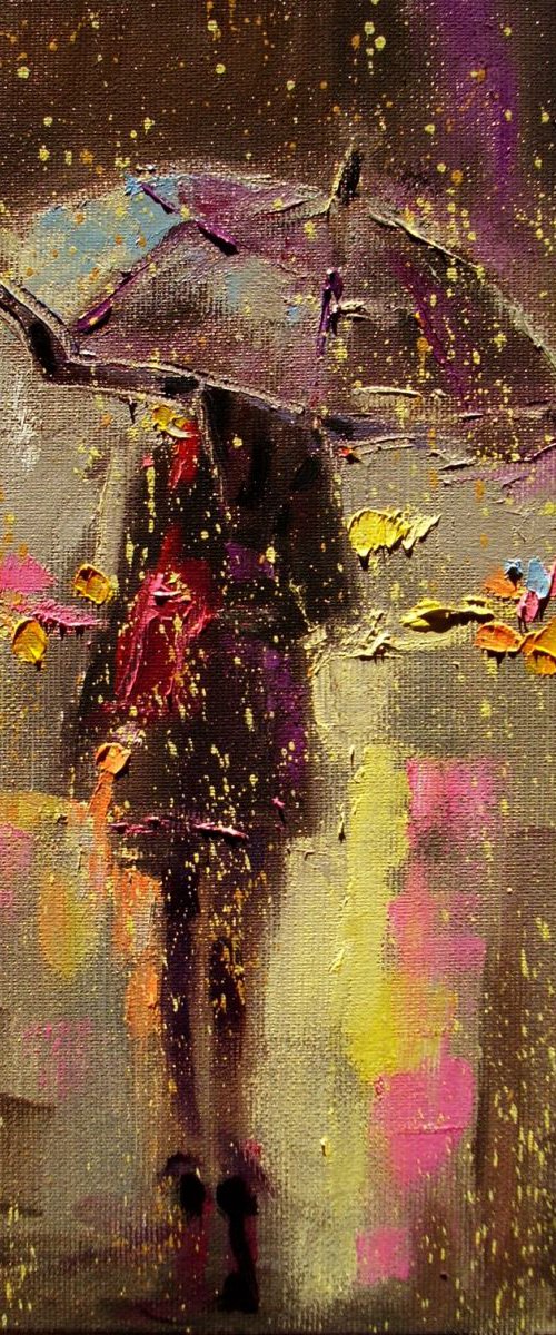 " 14.02 ... " original oil painting RAIN COLLORFULL VALENTINES DAY :)) by Monika Luniak