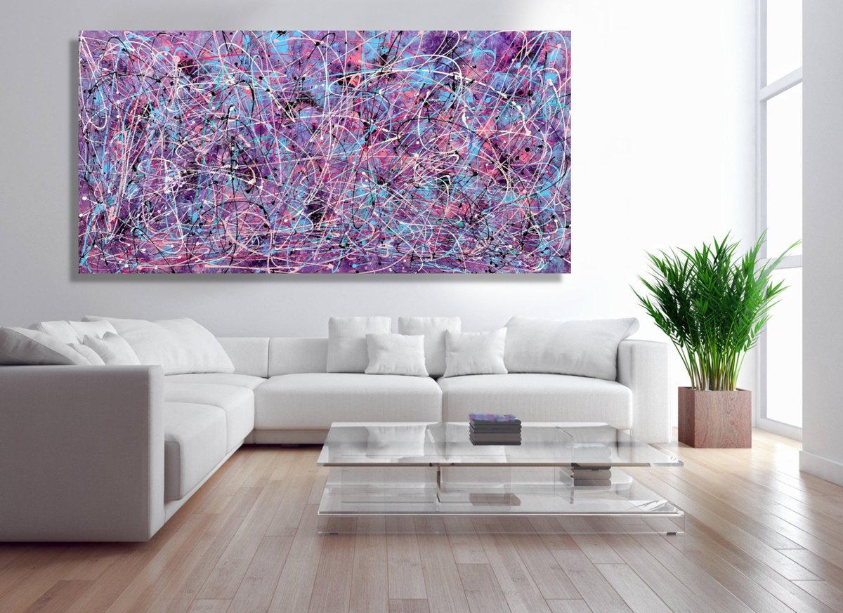 Abstract Acrylic Painting By Julijana Ravbar, 79 X 39", Time To Fly, Original Artwork