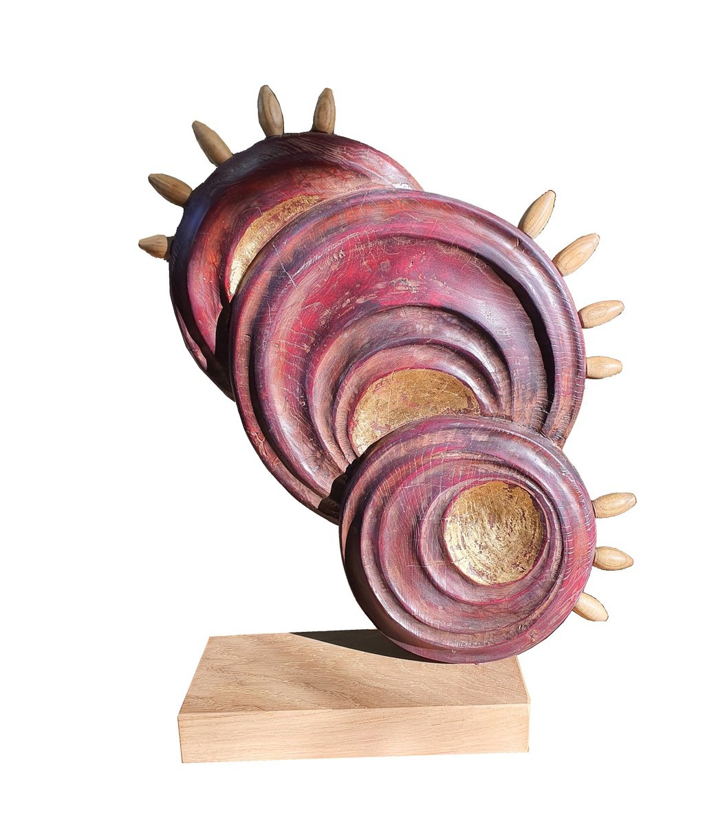 Abstract Wood Sculpture By George Troyanov, 17 X 21, Solar Whispers, Original Artwork