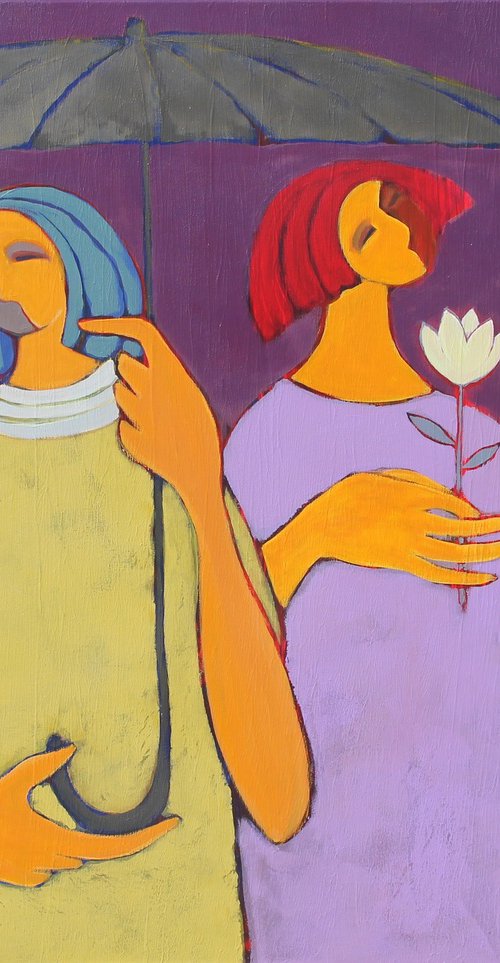 Two under an umbrella. by Tatjana Auschew